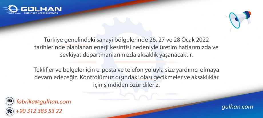 Enerji kesintisi hakkında bilgilendirme